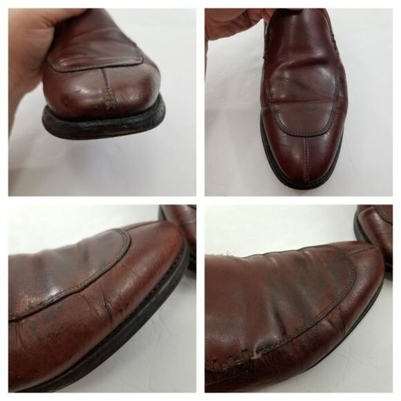 Allen Edmonds Steen 8.5 D Brown Leather Slip on Loafers Mens Shoes Split Toe main image 8